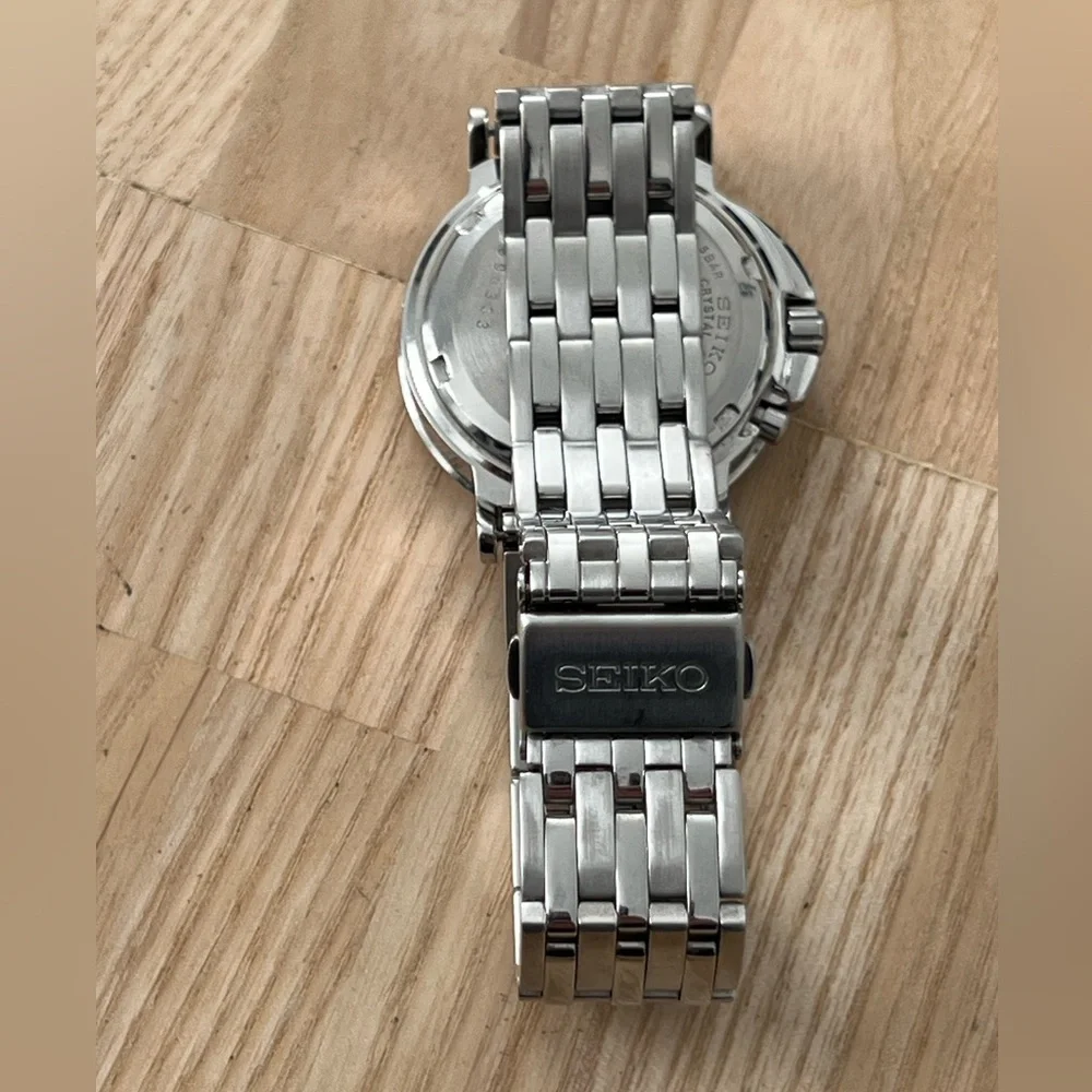 Seiko Kinetic Super Rare Automatic Watch White Dial Stainless Bracelet Dial